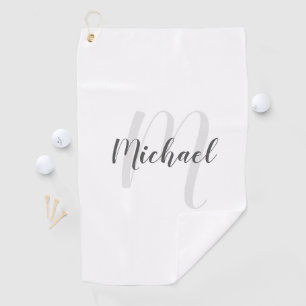 Modern Script Personalisiert Monogramm und Name Golfhandtuch