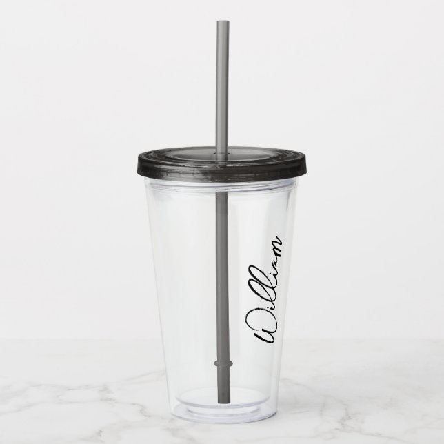 Modern Script Personalisiert Name Acryltrinkbecher (Vorderseite)