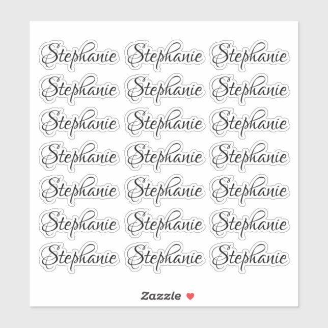 Modern Script Personalisiert Name Aufkleber (Blatt)