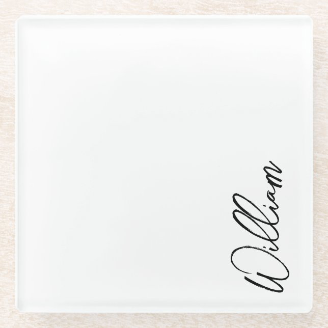 Modern Script Personalisiert Name Glasuntersetzer (Vorderseite)