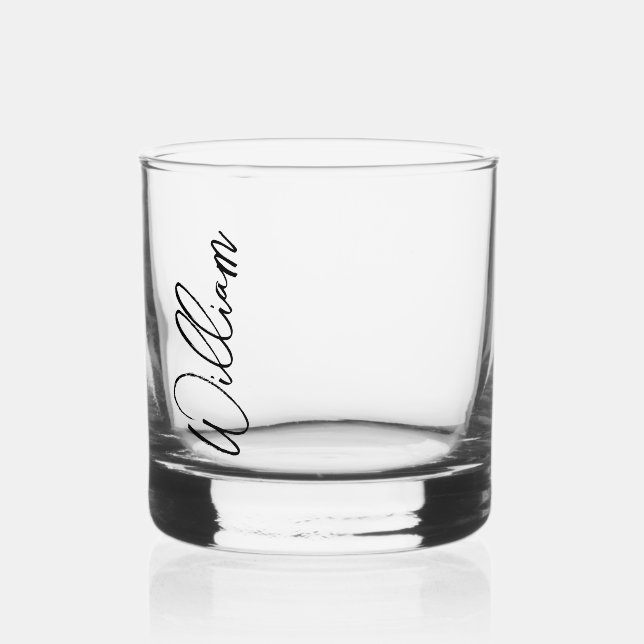 Modern Script Personalisiert Name Whiskyglas (Vorderseite)