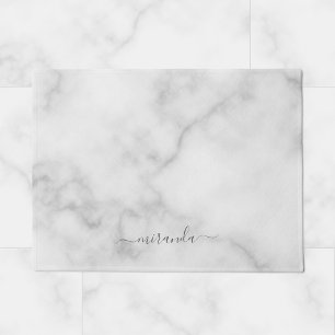 Modern Script Personalisiert Name White Marble Fußmatte