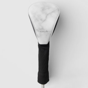 Modern Script Personalisiert Name White Marble Golf Headcover