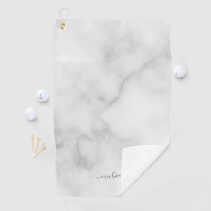 Modern Script Personalisiert Name White Marble Golfhandtuch