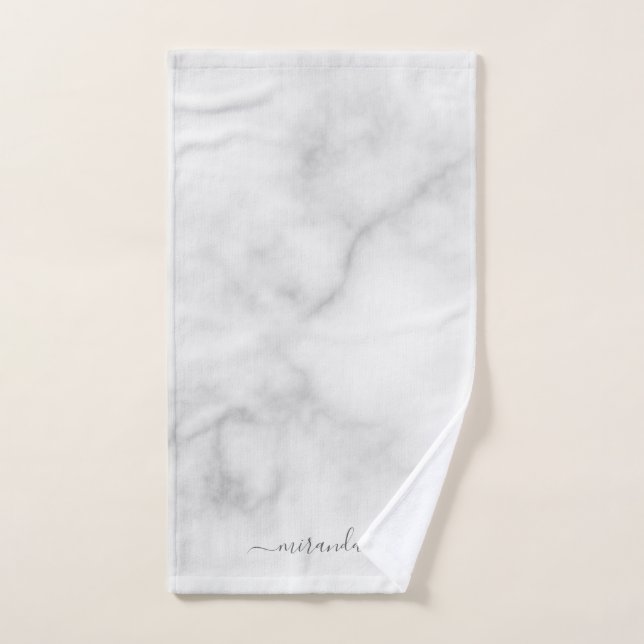 Modern Script Personalisiert Name White Marble Handtuch (Handtuch)