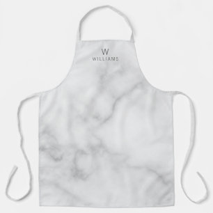 Modern Script Personalisiert Name White Marble Schürze