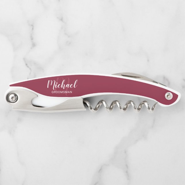 Modern Script Personalized Groomsman Kellnermesser (Vorderseite)