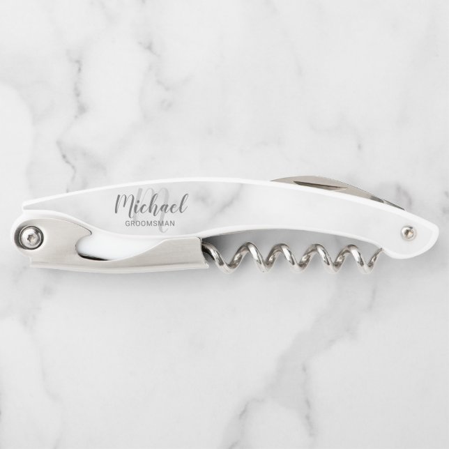 Modern Script Personalized Groomsman Kellnermesser (Vorderseite)