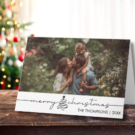 Modern Script Photo Family Christmas Custom Karte