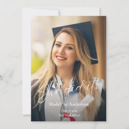 Modern Script Photo Graduation Announcement Einladung