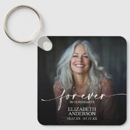 Modern Script Photo Memorial Forever in our Hearts Schlüsselanhänger