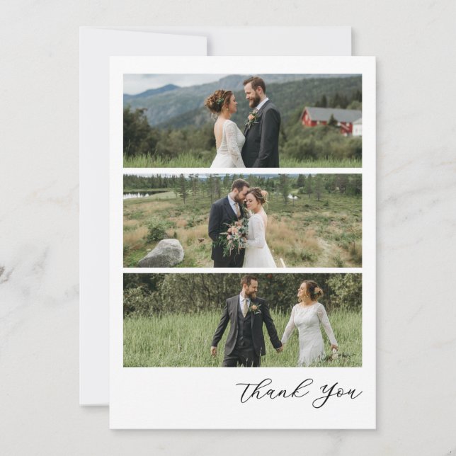 Modern Script Photo Wedding Dankeskarte (Vorderseite)