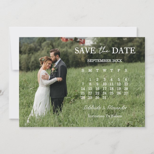Modern Script Photo Wedding Save The Date Einladung (Vorderseite)