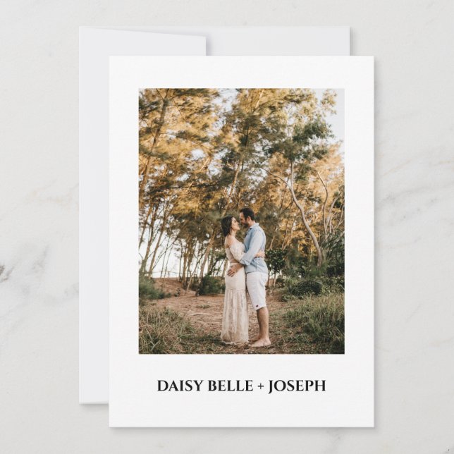 Modern Script Photo Wedding Save The Date Einladung (Vorderseite)