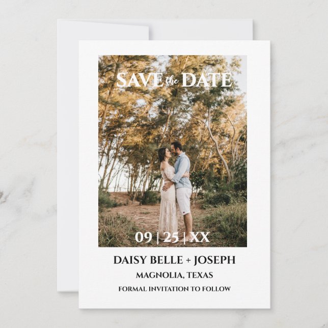 Modern Script Photo Wedding Save The Date Einladung (Vorderseite)