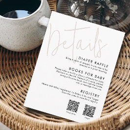 Modern Script Pink Babydusche Details 2 QR Codes Begleitkarte