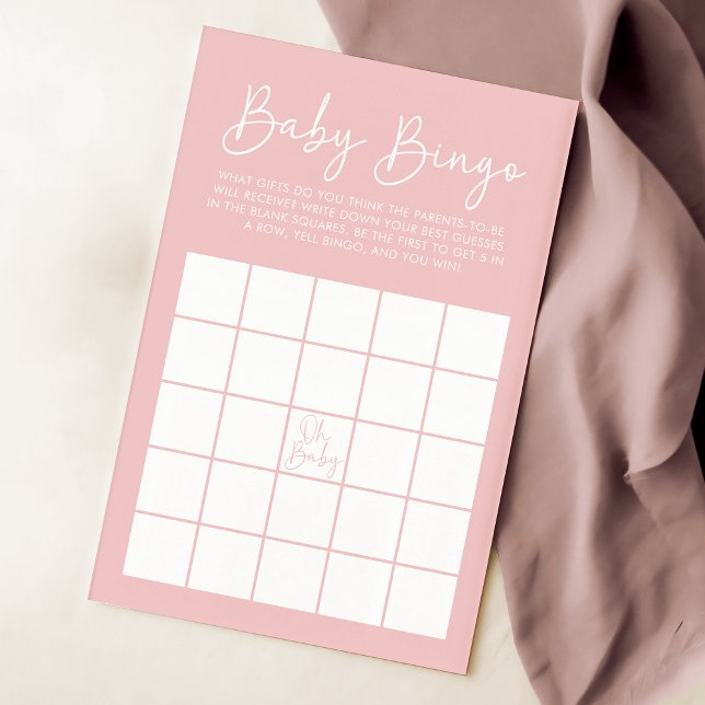 Modern Script Pink Oh Baby Dusche Baby Bingo Spiel (Von Creator hochgeladen)