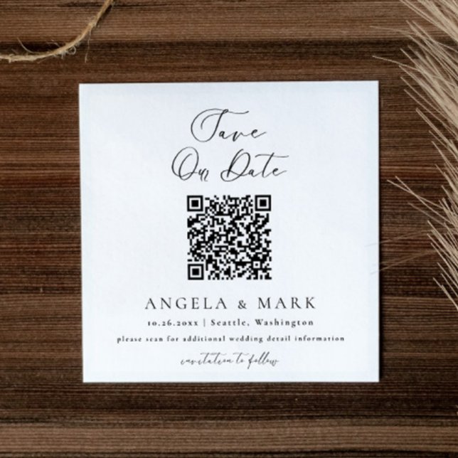 Modern Script QR Code Save the Date Begleitkarte (Von Creator hochgeladen)