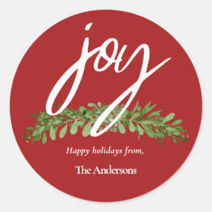 Modern Script Red Christmas Runder Aufkleber