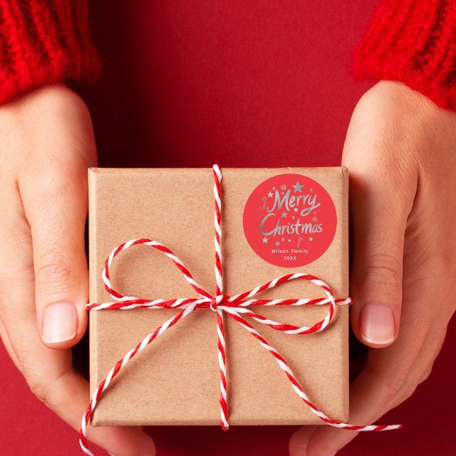 Modern Script Red Mercury Custom Runder Aufkleber (Von Creator hochgeladen)