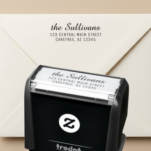 Modern Script Return Address Stamp for Invitations Permastempel (Von Creator hochgeladen)