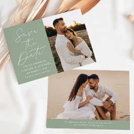 Modern Script Sage Green 2 Foto Save The Date