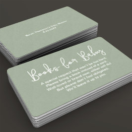 Modern Script Sage Green Baby Dusche Buchanfrage Begleitkarte