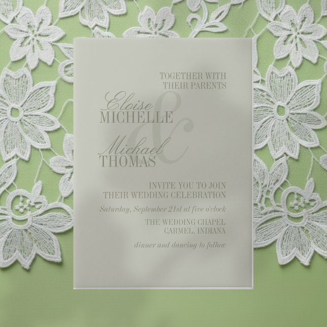 Modern Script Sage Green Formal Wedding (Invite guest to your big day with this Modern Script Sage Green Formal Wedding Vellum Invitation! )