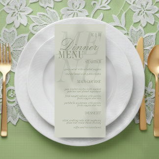 Modern Script Sage Green Formal Wedding Menükarte