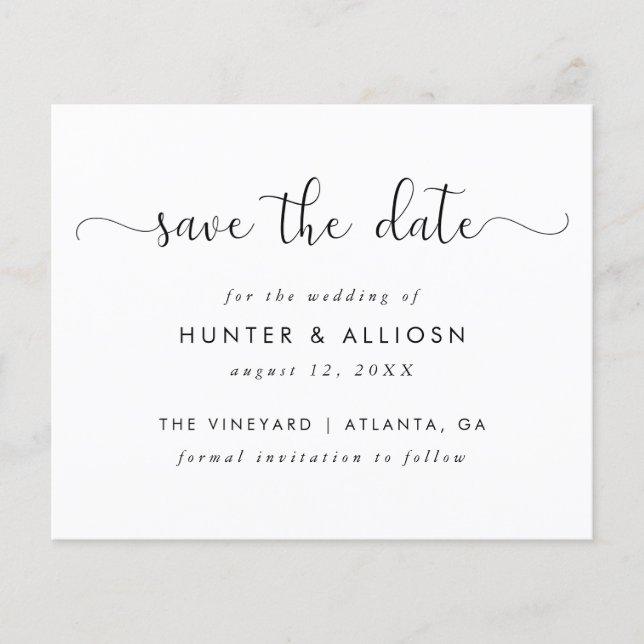 Modern Script Save the Date | Haushalt (Vorderseite)