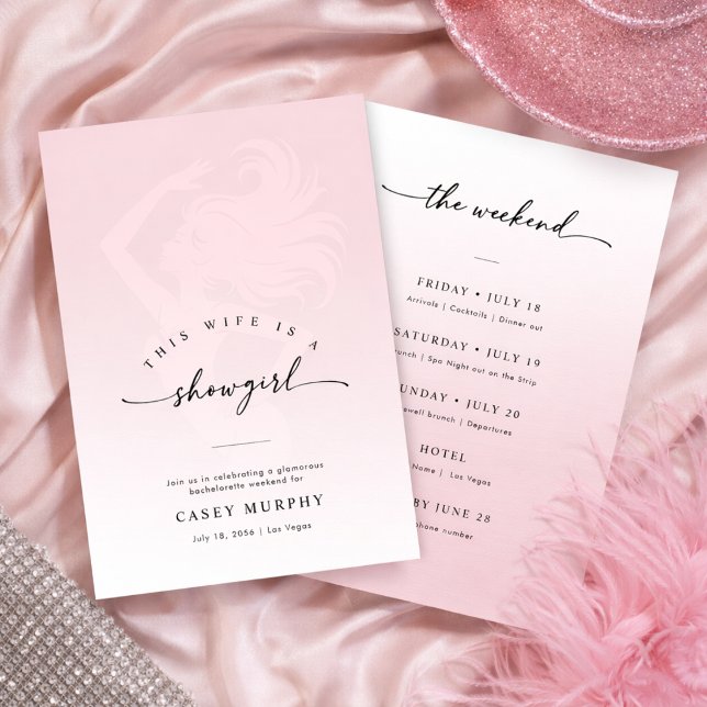 Modern Script Showgirl Blush Bachelorette Weekend  Einladung (Von Creator hochgeladen)