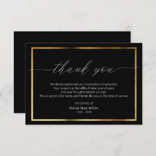 Modern Script Simple Beileid Gold Danke Karte