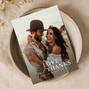 Modern Script Simple Wedding Foto Dankeskarte