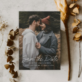 Modern Script Simple Wedding Foto Save The Date