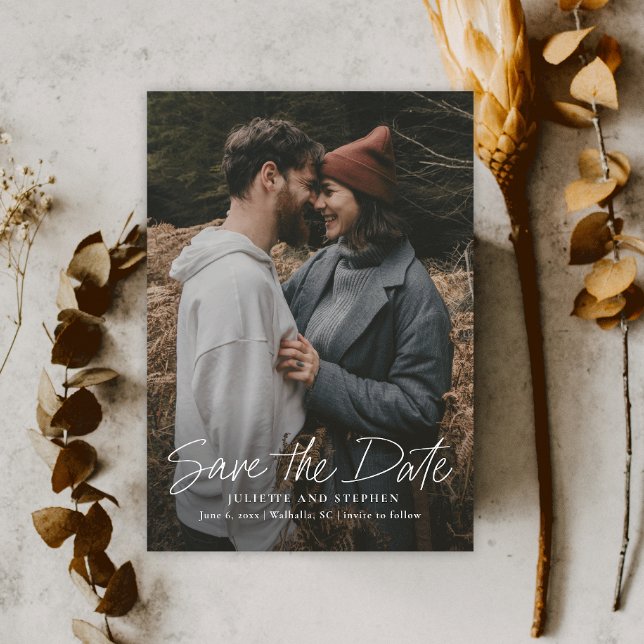 Modern Script Simple Wedding Foto Save The Date (Von Creator hochgeladen)