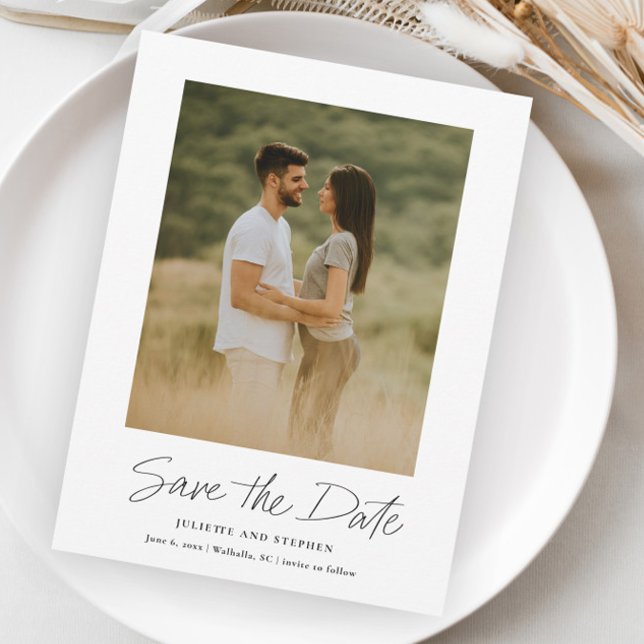 Modern Script Simple Wedding Foto Save The Date (Von Creator hochgeladen)
