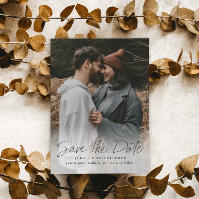 Modern Script Simple Wedding Foto Save The Date (Von Creator hochgeladen)