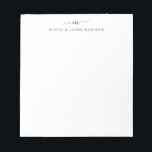Modern Script Swash Monogram Couple Stationer Notizblock<br><div class="desc">Modern Script Swash Monogram Couple Stationer Note Card</div>