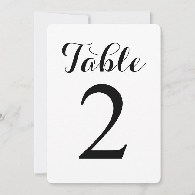 Modern Script Tabelle 2 | TISCHNUMMER (Vorderseite)