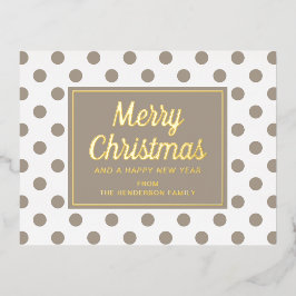 Modern Script Taupe Frohe Weihnachten Gold Folien Feiertagspostkarte