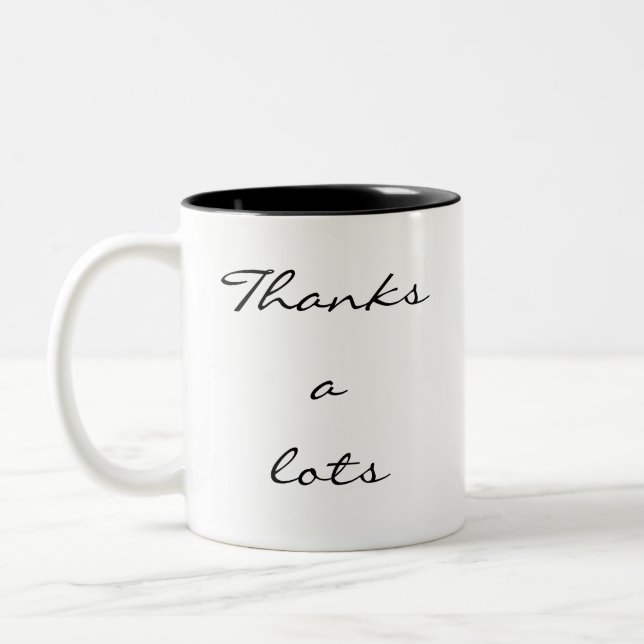 Modern Script Thank You Two Tone Gift mug Zweifarbige Tasse (Links)