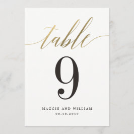 Modern Script Tischnummer Card Imitat Gold