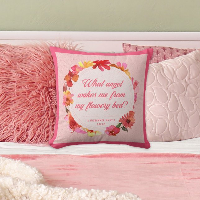 Modern Script Typografy Pink Floral Quote Kissen (Von Creator hochgeladen)