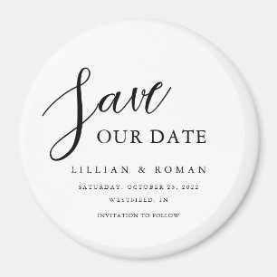 Modern Script Typografy Save the Date Magnet