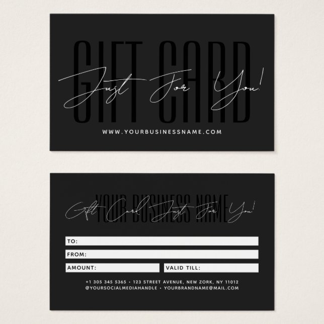 Modern script typography business gift card  (Vorne & Hinten)