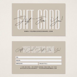 Modern script typography business gift card