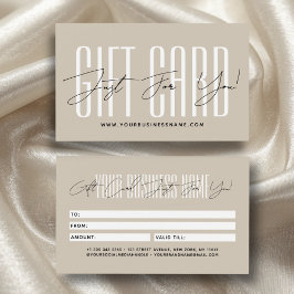 Modern script typography business gift card 