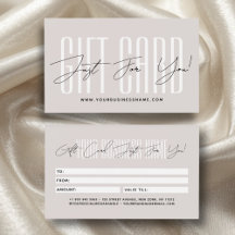 Modern script typography business gift card