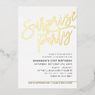 MODERN SCRIPT Überraschungsgeburtstag Party schwar Folieneinladung