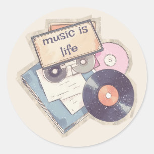 Modern Script Vintage-Musik-Aufkleber Musik ist Runder Aufkleber